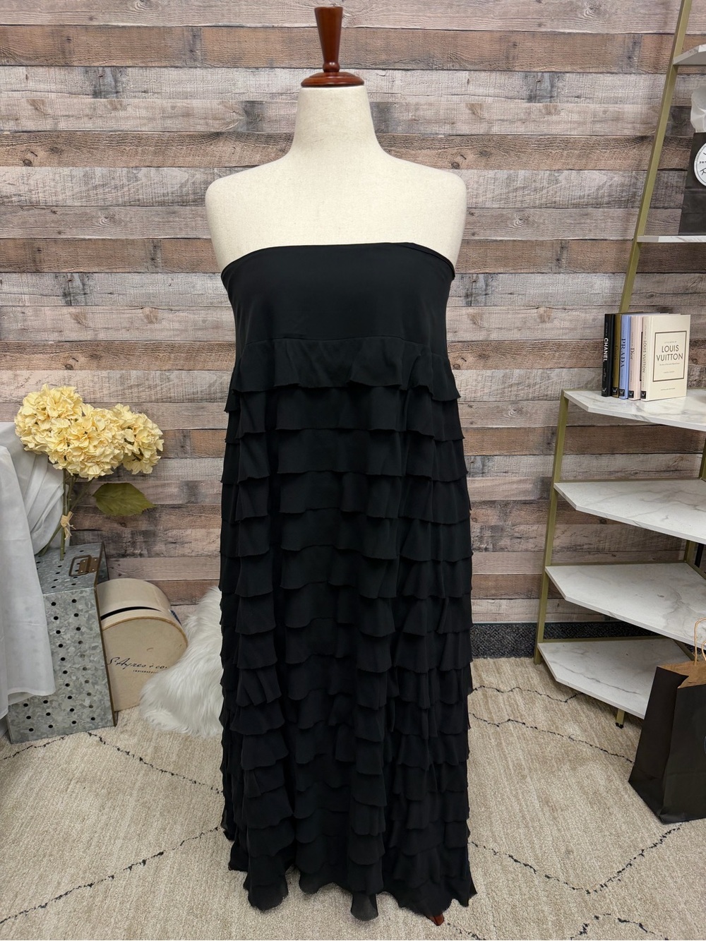 Talbot’s black tiered ruffle dress 14